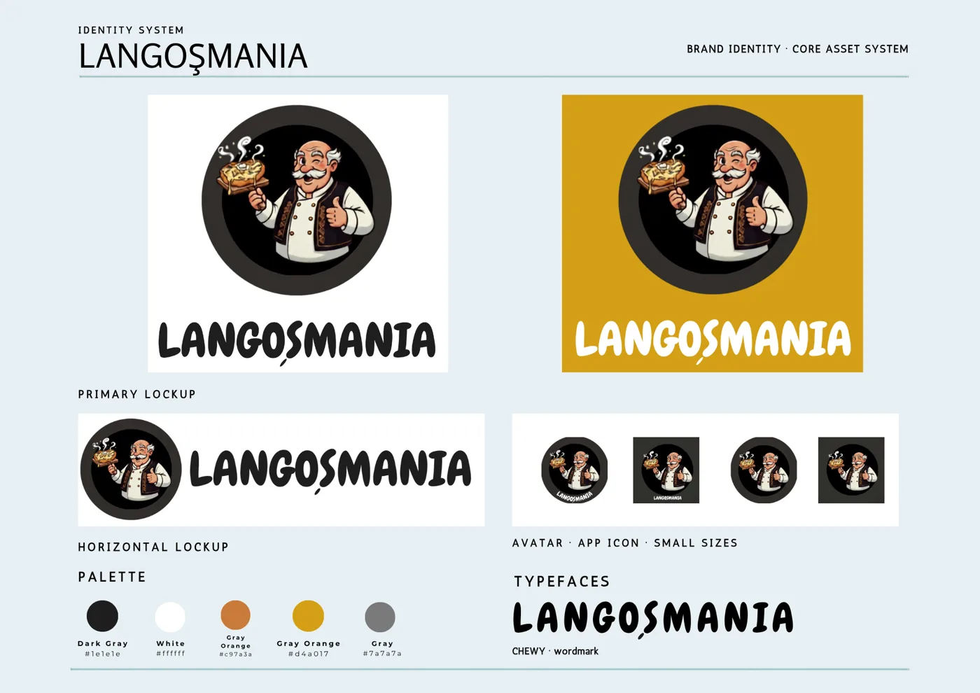 Sistemul de identitate Langoșmania: logo, variante, paletă, tipografie